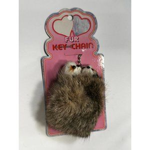 1999 Fluffy Keychains- Brown White Black Dog Fur